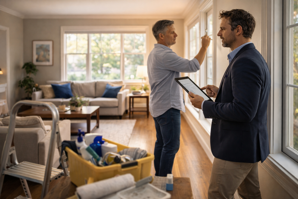 Preparing the living room for sale