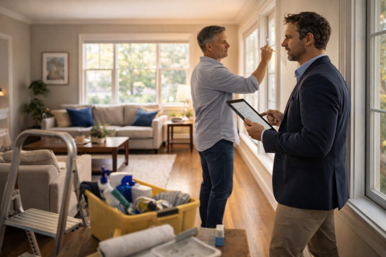 Preparing the living room for sale